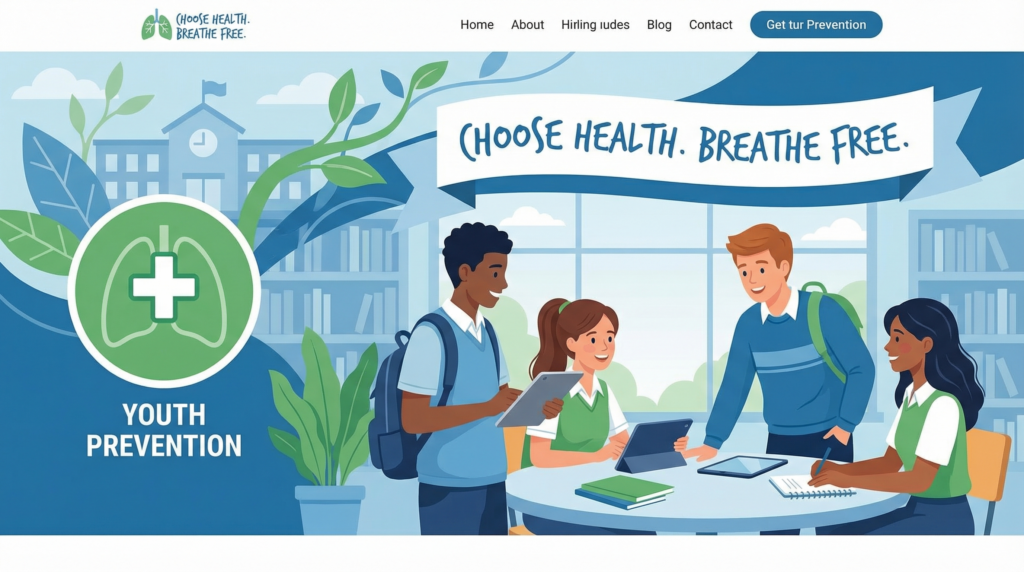 Educational illustration about youth vaping prevention for schools and communities