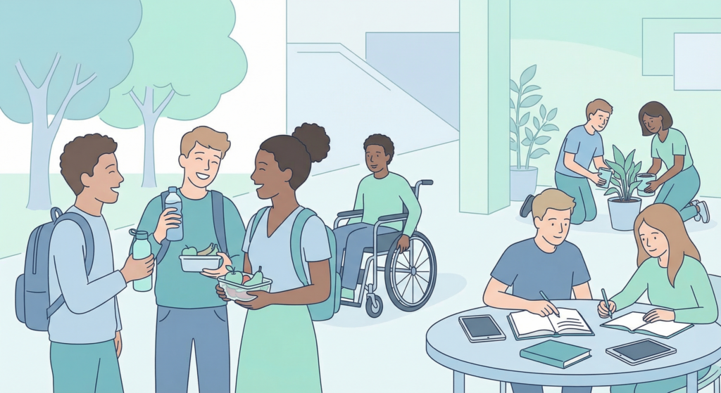 Diverse teenagers making healthy choices together