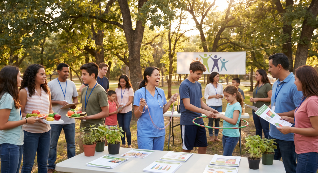 Diverse community members working together on youth vaping prevention initiatives